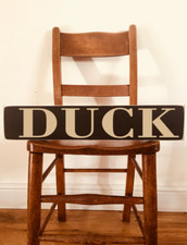 DUCK Sign Mind Your Head Plaque Low Doorway Headroom wooden vintage Shop shabby