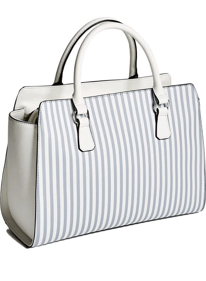 Bolso Guess Factory Lenora Saffiano. Rayas azules y blancas. Cartera. Bolso de mano Foto 3 de 4