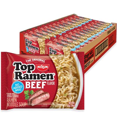 Top Ramen Noodle Soup Beef 3 Ounce Pack of 24