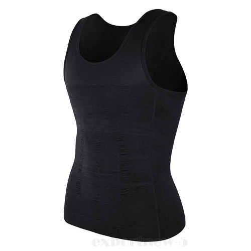 Herren Abnehmen Body Shaper Weste Gürtel Bauch Brust Kompression T-Shirt Tank Top - Bild 13 von 49