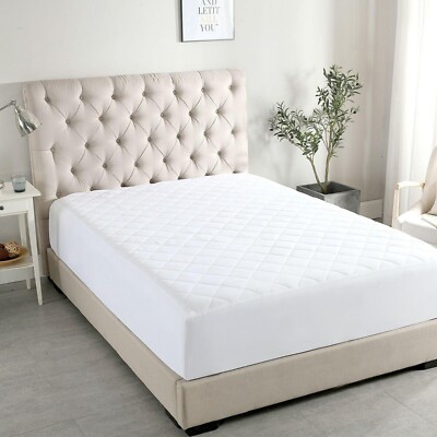 Quilted Mattress Pad white Color, Comfortable Mattress Protector
