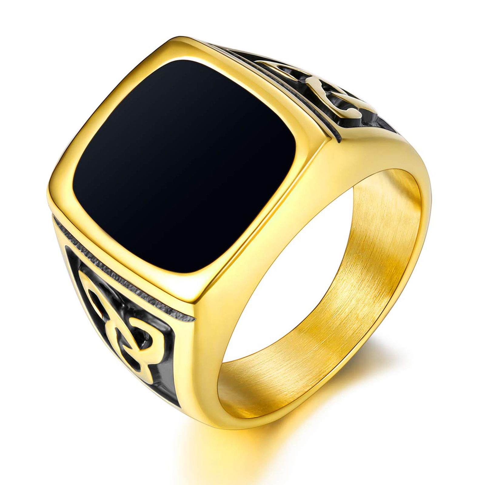 Men's Tai Chi Yin Yang Ring Zen Master Silver/Gold Plated Stainless Steel Band - Foto 7