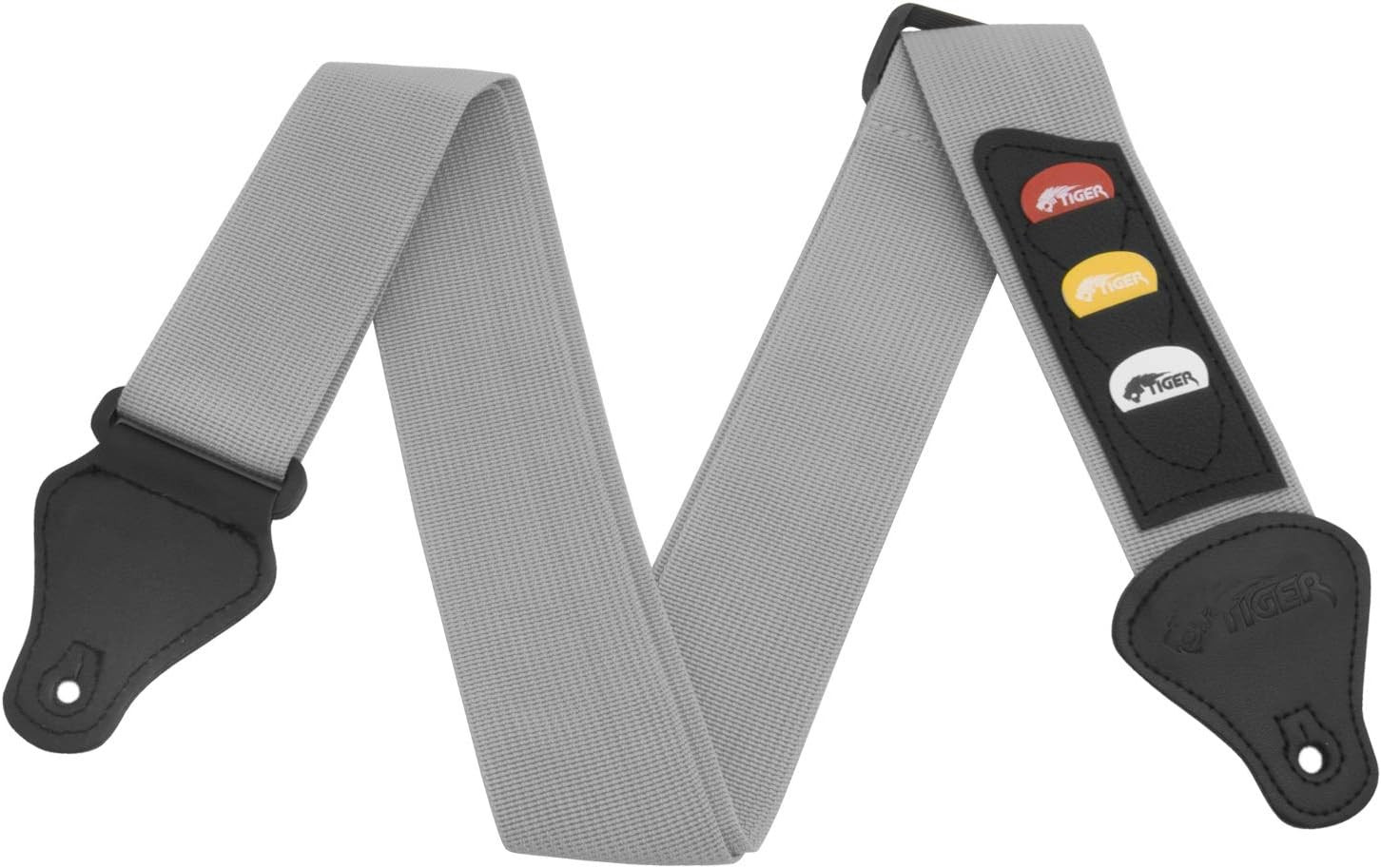 TIGER STP4-GY Guitar Strap with Plectrum Holders Grey