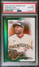 Lorenzo Cain - 2022 Allen & Ginter Chrome Green Refractor   PSA 10  #47/99