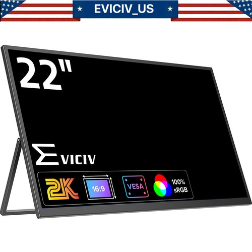 EVICIV 22.0" 2K Portable Monitor 1000:1 Screen USB C Display HDMI 2560*1440 Big - 第 1/23 張圖片