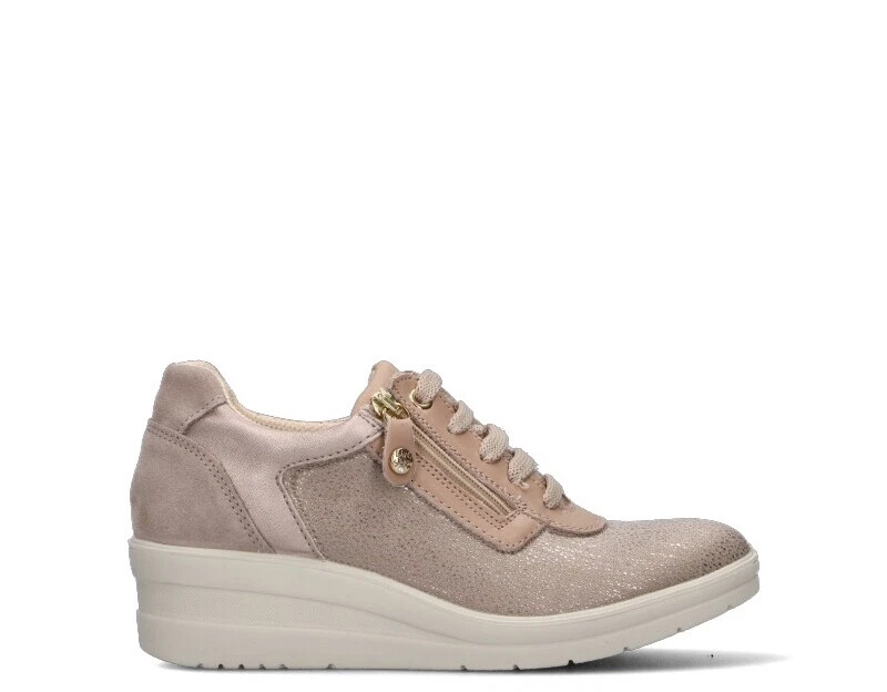 Scarpe IMAC Donna Sneakers Trendy BEIGE Pelle naturale Tessuto