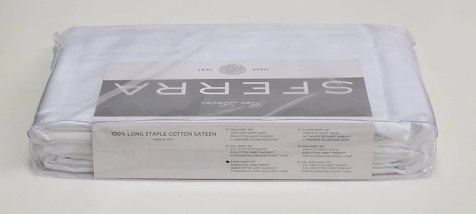 Juego de Sábanas Sferra Matteo Queen Blanco 100% Algodón Satén Hecho en Italia Foto 4 de 4