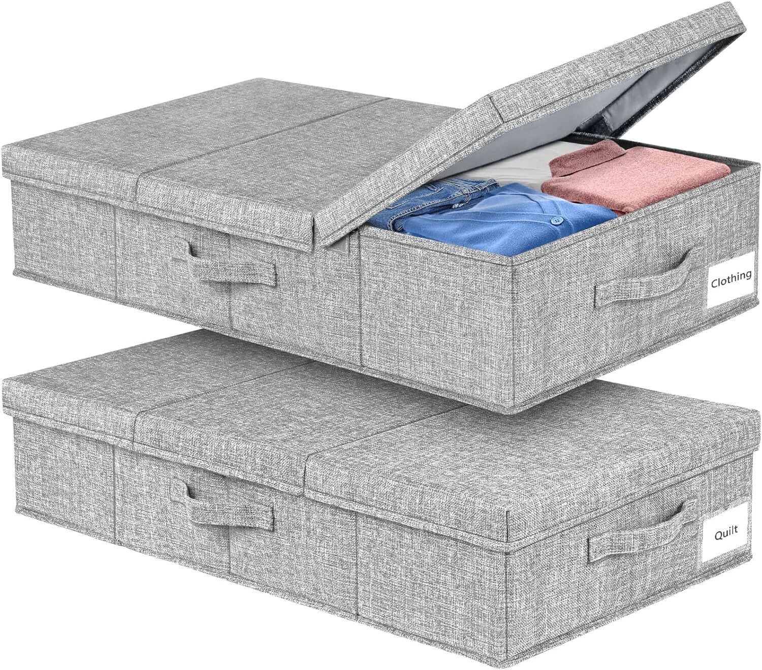 2-Pack Foldable Large Under Bed Storage Containers with Lids for Space-Saving-image