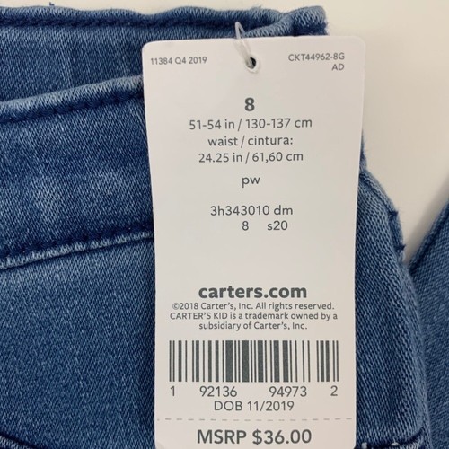 Carter's Girls Rainbow Stitch Blue Jeggings Size 8 - Picture 3 of 8