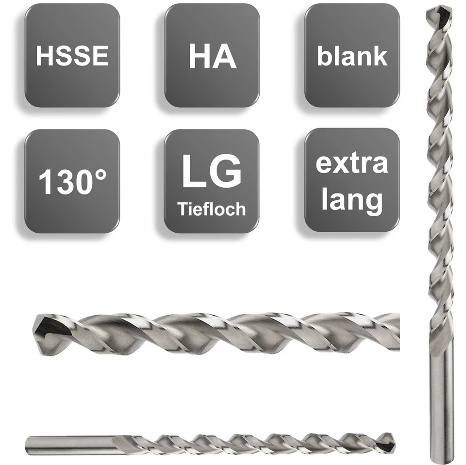 HSS-E Spiralbohrer Ø 2-12 mm Bohrer 130° Extralang, Tieflochbohrer, Metallbohrer - Bild 3 von 4