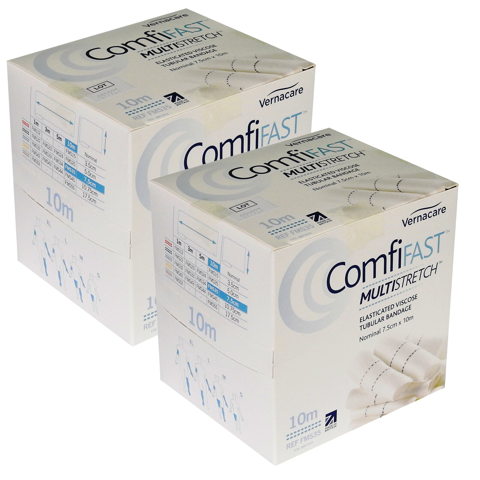 2 x Blue Line Comfifast Multistretch Elasticated Tubular Bandage 7.5cm