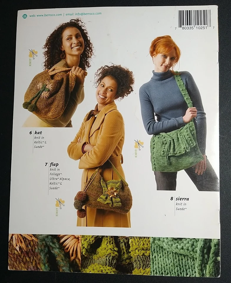 Berroco Bags #251 Knitting Pattern Book -8 Knit & Felt Designs Purses Totes Bags - Image 2 of 2
