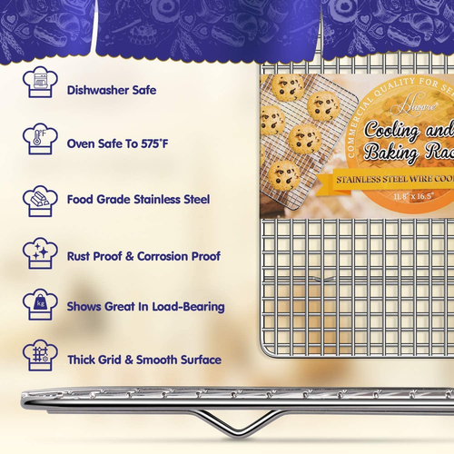 2-Pack Cooling Racks for Baking - 10" X 15" - Stainless Steel Wire Cookie Rack F - Picture 2 of 12