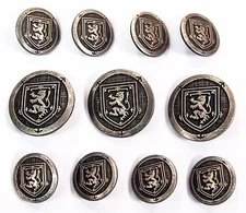 Antique Silver Blazer Buttons Set For Suit, Blazer, or Sport Coat - Metal Shank