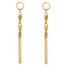 Wellingsale 14k Yellow Gold Diamond Cut Hanging Earrings (85 x 5 mm)