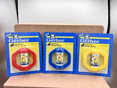 Gerber Safari Pals Lot Of 3 Vintage Chime Rattles 1993 New in Package