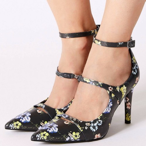 M\u0026S Floral Print STILETTO HEEL Ankle 