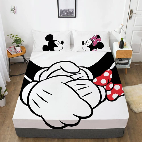 Mickey Mouse Cartoon Bedding Set Decor Fitted Sheet Set Single/Double/King Size