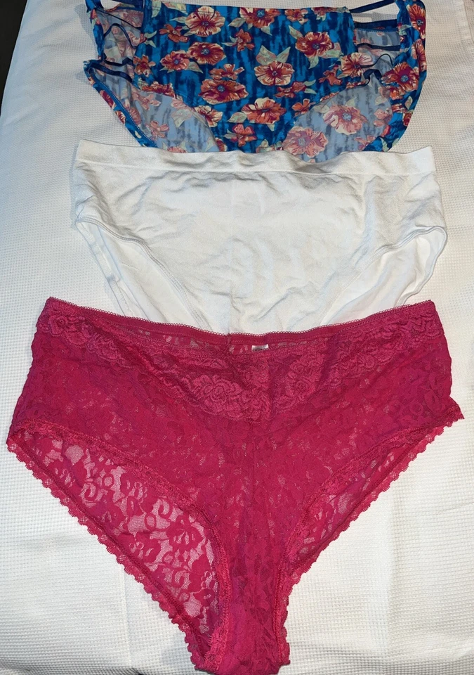 Lot Of 3  Lace Trim Briefs /just My Size Cheeky/ashley Stewart  Size 10 PANTiES - Image 2 of 3
