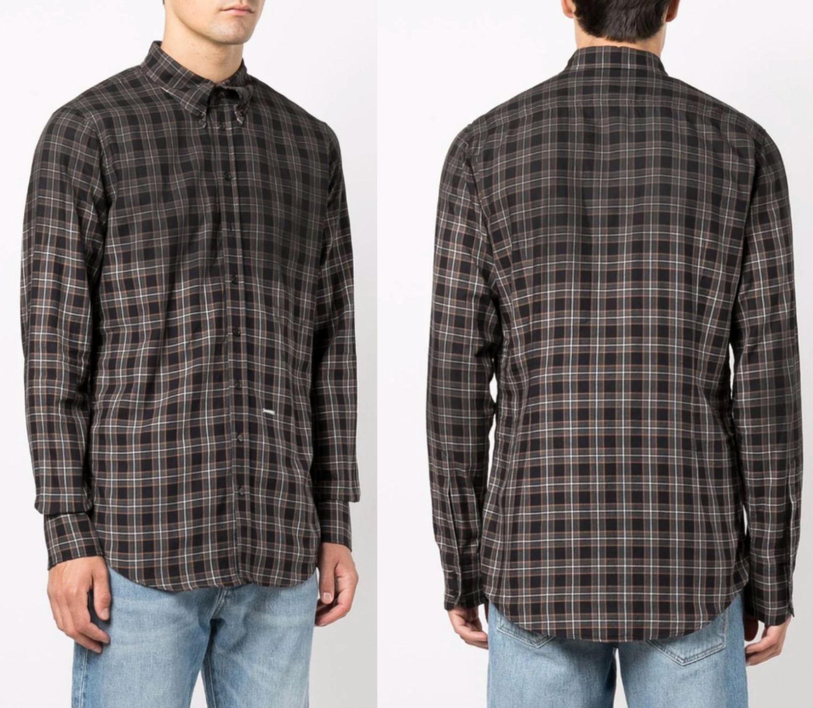 Dsquared2 Jeans Plaid Check Pattern Shirt Brushed Cotton Western Men L image 9