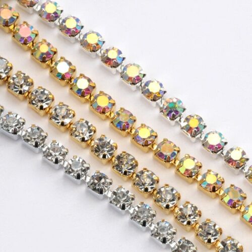 10Yards/roll 2mm-4.5mm Glitter Crystal Rhinestone Cup Chain for Dress Decoration - Picture 2 of 20