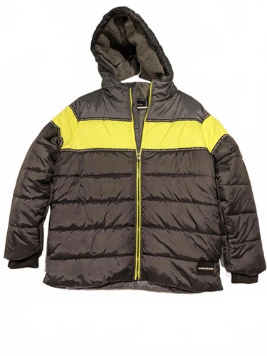 Calvin Klein Jeans Puffer Jacket Gray & Neon Yellow Kids Boys Size Large 14/16