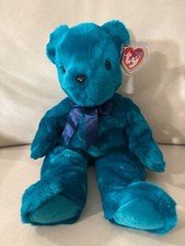 Old Face Teal TY Beanie Buddy Bear Plush Stuffed Animal