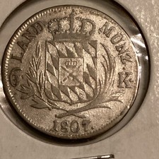 1807 German States, BAVARIA, Maximilian IV, Josef, Silver 6 Kreuzer Coin