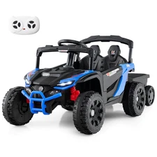 12V Kids Ride On UTV w/Detachable Trailer, Remote Control, 3 Speeds, LED Lights