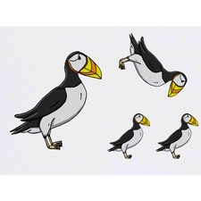 4 x 'Puffin' Temporary Tattoos / Transfers TO00015775 