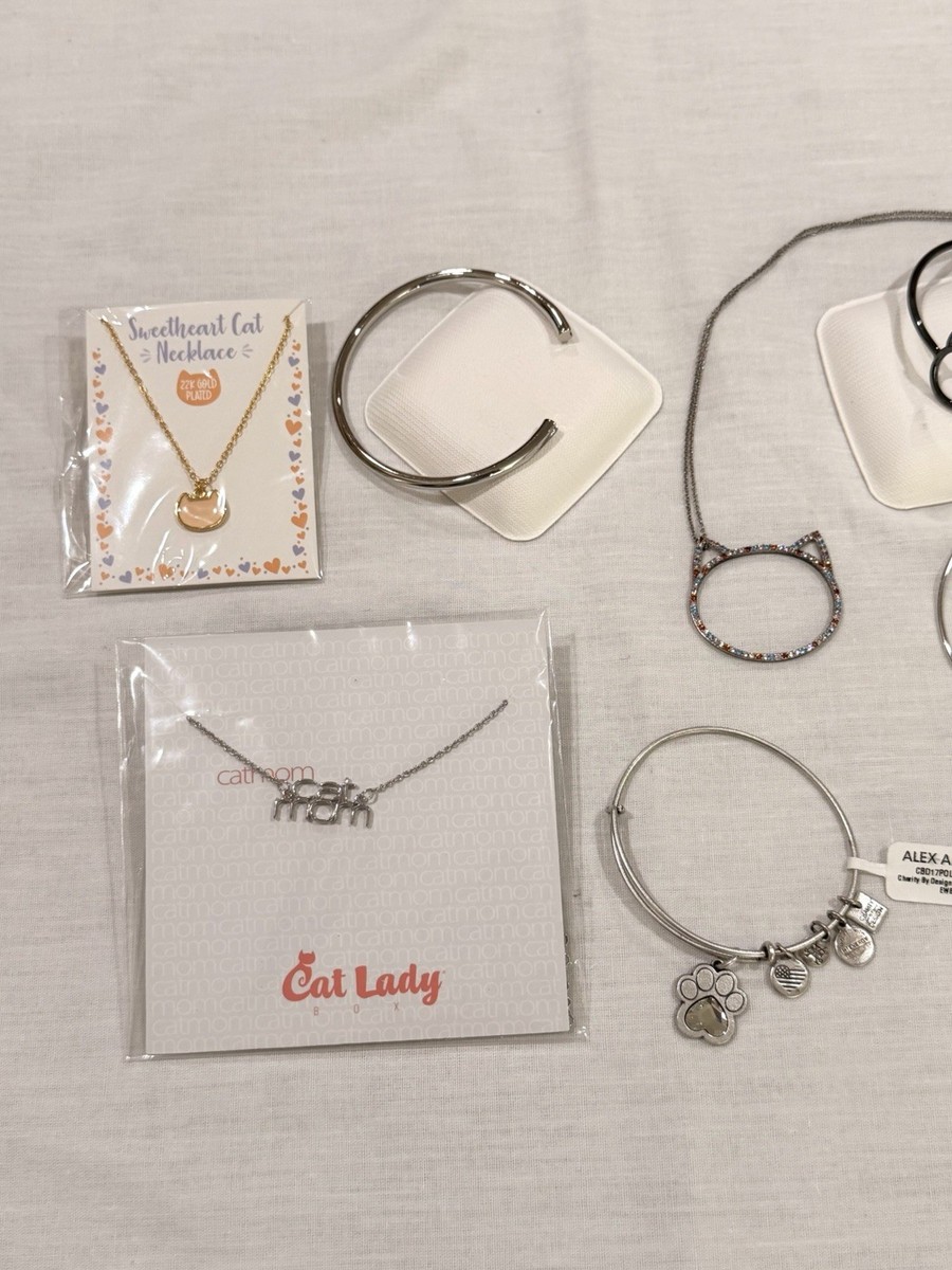Lot Of 7 Costume Jewelry Cat Bracelets & Necklaces By Cat Lady & Alex And Ani View 2