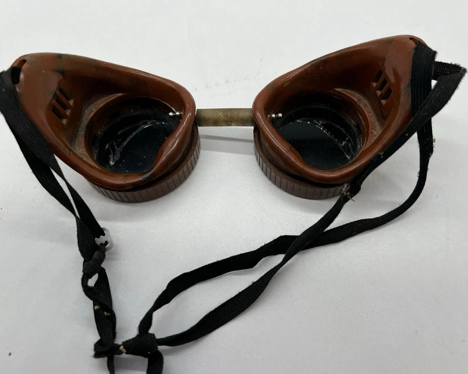 Mangas y guantes de soldadura de cuero de vaca talla grande, gafas y guantes de soldadura vintage Foto 3 de 4