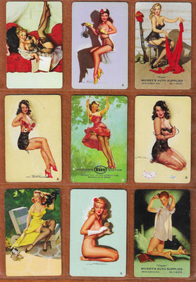 9 Elvgren MacPherson Mixed Vintage Pinup Playing Cards Near Mint 1940s - 1950s