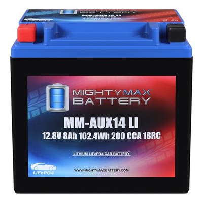 Mighty Max MM-AUX14LI 12.8V 8Ah 18RC Lithium 200 CCA Replaces Jeep Compass 18