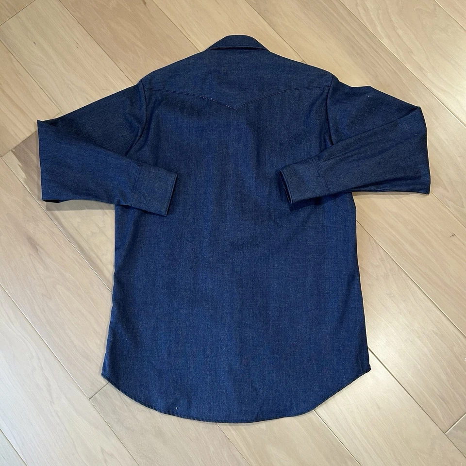 Vintage LEE Pearl Snap Denim Shirt Long Sleeve 70s Men's 16-1/2 - 35 - Image 2 of 4