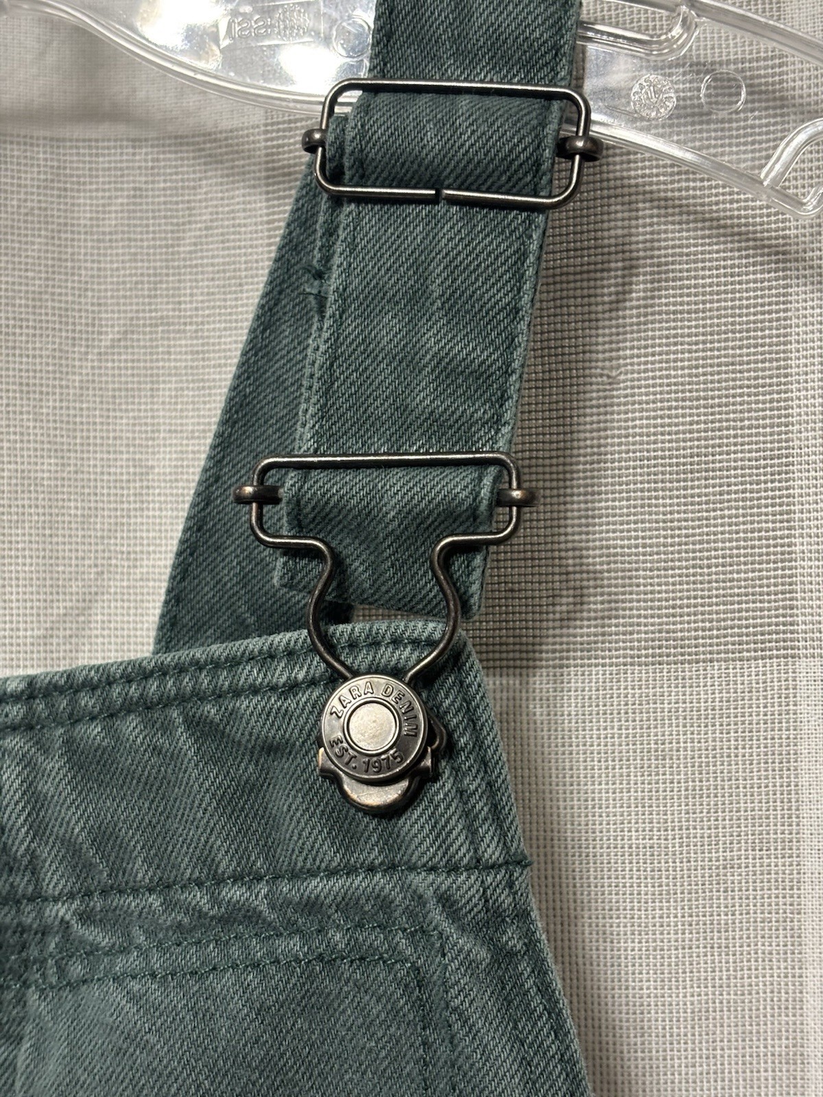 Zara Kids Olive Green Denim Overalls Size 2-3 Years image 4