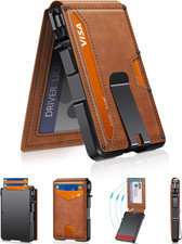 Men's Minimalist RFID-Blocking Wallet with Money Clip and ID Window