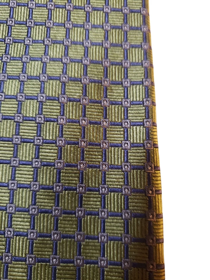 Corbata de diseñador Robert Talbott de Lindsay Odom para hombre verde azul geométrica Foto 3 de 4