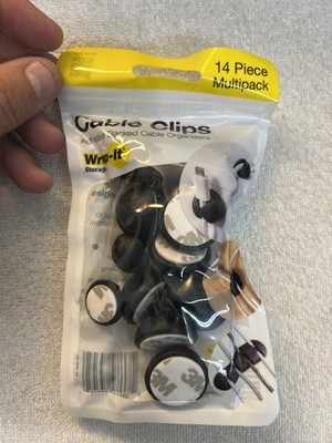 Wrap-it - Cable Clips - 14 Piece Multipack - Adhesive Back Organizers - New