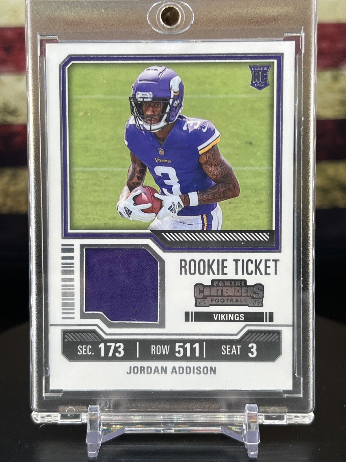 2023 Panini Contenders - Rookie Ticket Swatches Jordan Addison #TS20 (MEM, RC)