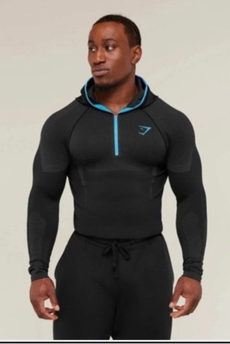 NEW Gymshark Onyx 5.0 V5 Hoodie Onyx Blue/Grey Size Large