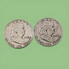 Lot of 2 USA Franklin Half Dollars - 90% Silver 900 24.8g both 1952 American B1