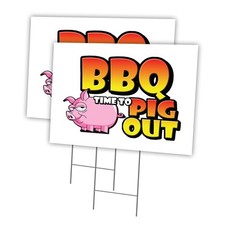 Bbq Time To Pig Out Multi-Pack of Yard Signs  Stake plastic coroplast window