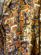 ESCADA VINTAGE SILK BLOUSE IN SHADES OF BROWN ESCADA LOGO PRINT 38 M GERMANY