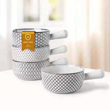 16 Oz Stackable Ceramic Soup Bowls Set of 4 - Oven & Microwave Safe