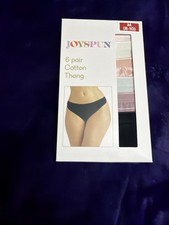 Joyspun Women  s 6 Pair Cotton Thong M 8-10 NWT Super Soft Lined Gusset