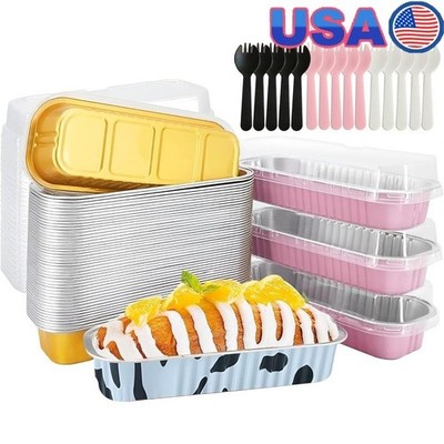Mini Loaf Baking Pans Disposable Aluminum Cups Desserts Pudding Brownies 25PCS