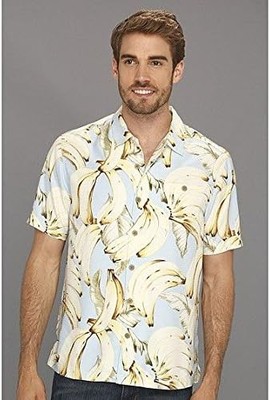 Tommy Bahama Plantain Paradise 100% Silk Camp Shirt Icicle Blue Size L BNWT $138