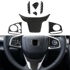 For Honda Civic 10th 16-19 Steering Wheel Sticker Button Cover Trim Carbon Fiber