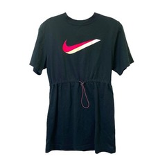 NIKE Sportswear Icon Clash Women's Black Knit Dress Drawstring Waist medium